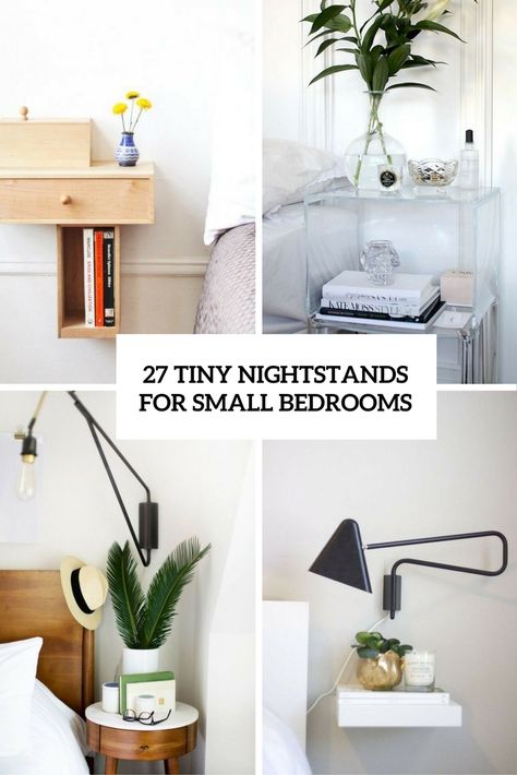 furniture / bedroom / tiny nightstands for small bedrooms cover Small Bedrooms, Diy, Interior, Home Décor, Inspiration, Small Bedroom Nightstand Ideas, Small Space Bedroom, Small Bedroom Decor, Small Nightstand