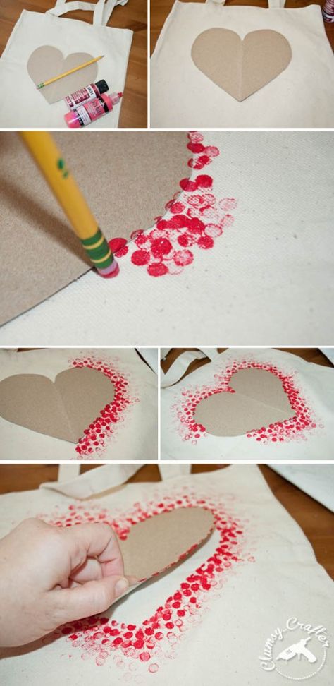 DIY Heart Tote Bag - So fun and easy! Great #Craft for #Valentine's Diy Crafts, Diy, Crafts, Basteln, Basteln Mit Kindern, Knutselen, Handarbeit, Heart Crafts, Craft