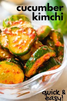 Healthy Recipes, Vegetable Recipes, Cucumber Kimchi, Cucumber Recipes, Quick Kimchi, Kimchi Recipe, Easy Asian Recipes, Fermented Vegetables Recipes, Asian Dishes