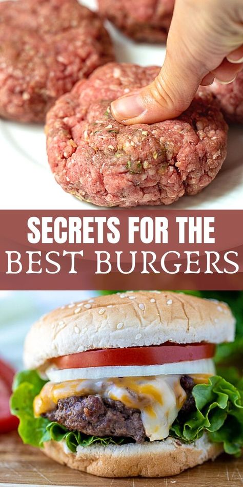 If you are looking for the Best Homemade Burgers, this recipe is for you! With only a few ingredients and minimal prep work, you can have the best juicy, flavorful homemade burgers thanks to a few key pro-tips. Minimal, Fresh, Burger Recipes, Best Homemade Burgers, Homemade Hamburgers, Homemade Burgers, How To Cook Burgers, Best Burger Recipe, Grilled Burgers