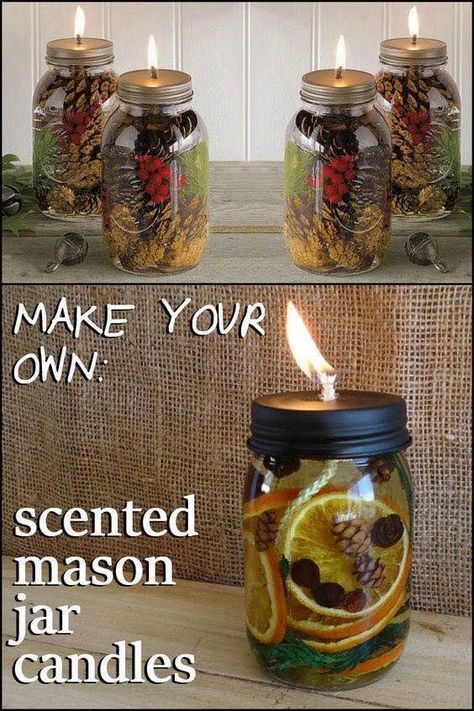 Mason Jars, Potpourri, Diy, Home-made Candles, Mason Jar Candles, Home-made Halloween, Scented Mason Jar Candles, Mason Jar Oil Candle, Diy Scent
