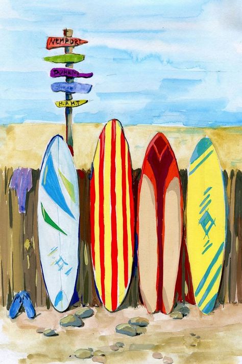 Painting & Drawing, Painted Canvas, Canvas Art, Canvas Paintings, Surf Art, Surfboard Painting, Beach Art, Surfing Painting, Surf Artwork