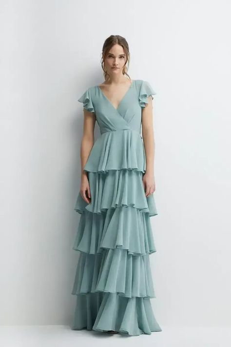 Outfits, Tiered Maxi Dress, Tiered Dress, Ruffle Tiered Dress, Ruffled Maxi Dress, Chiffon Ruffle Dress, Guest Dresses, Flowy Dress, Ruffle Dress