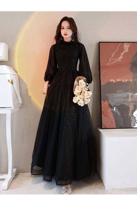 Tulle Prom Dress With Sleeves, Prom Dresses Long Sleeve, Prom Dresses Modest, Prom Dresses With Sleeves, Prom Dresses Long With Sleeves, Modest Prom Dresses Muslim, Modest Prom Dresses, Formal Dresses Long Modest, Modest Black Prom Dress
