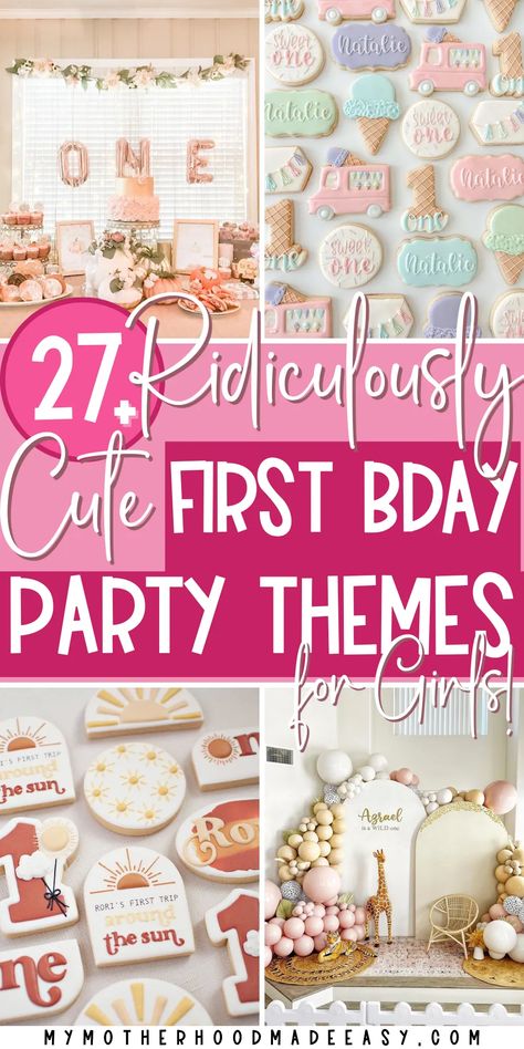 First birthday party themes for girls 1 Year Birthday Party Ideas, 1st Birthday Party For Girls, Birthday Themes For Girls, Party Themes For Girls, 1 Year Old Birthday Party, 1st Birthday Party Ideas For Girls, First Birthday Parties, First Birthday Party Themes, Birthday Themes For Kids