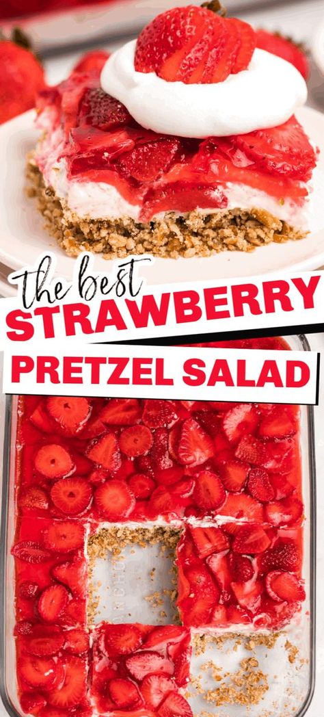 Essen, Strawberry Pretzel Salad Recipe, Strawberry Pretzel Salad, Strawberry Pretzel Dessert, Strawberry Pretzel, Strawberry Dessert Recipes, Strawberry Recipes, Pretzel Salad, Cream Cheese