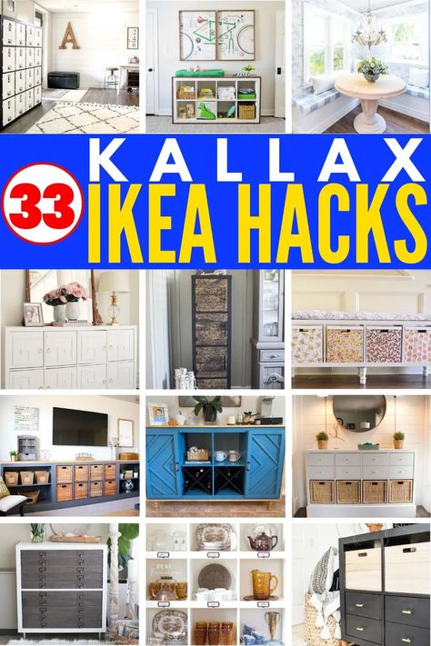 33 INCREDIBLE IKEA KALLAX HACKS! See how industrious homeowners and DIY bloggers hacked their Kallax units in genius ways! #IKEA #KALLAX #IKEAhack #IKEAhacks #IkeaKallax #IkeaKallaxHack #IkeaKallaxHacks #kallaxideas Diy, Ikea, Ikea Kallax Shelf Unit, Ikea Kallax Shelf, Ikea Kallax Hack, Kallax Ikea, Ikea Hackers, Ikea Kallax, Ikea Kallax Nursery