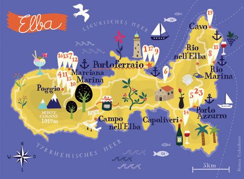 Illustrated Map of Elba on Behance Elba, Italy, Elba Island, Del Norte, Elba Italy, Italia, Visit Italy, Europe Travel, Paisajes