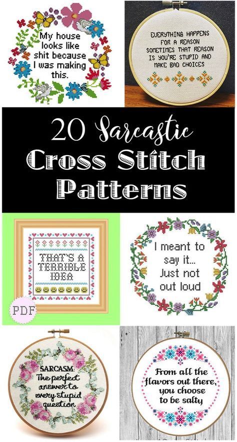 20 Sarcastic Cross Stitch Patterns (PG, PG-13 and R Rated) These are so funny! I love snarky embroidery.. and I want to make these! Cross Stitch Patterns, Stitch Patterns, Pattern, Cross, Stitch, Shit Happens, Snarky