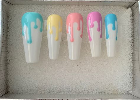 Acrylics, Drip Nails, Sprinkle Nails, Pastel Nails Designs, Best Acrylic Nails, Cute Acrylic Nails, Cute Acrylic Nail Designs