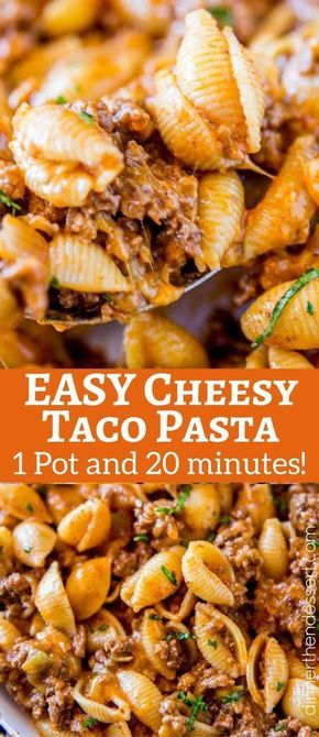 We LOVED this Cheesy Taco Pasta, just like the Hamburger Helper we grew up with! Enchiladas, Spaghetti, Pasta, One Pot Meals, Healthy Recipes, Mexican Food Recipes, Casserole Recipes, Taco Pasta, Quesadillas