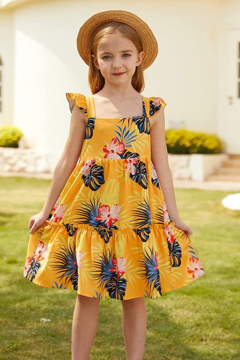 Made of soft and breathable skin-friendly material, no pilling, fine stitching, very durable. Perfect for girls summer wear. Casual and fashionable A-line hem dress specifically for your girl. Square neckline, strapless, ruffled hem, A-line shape, elastic waist, delicate floral pattern, Above knee length. #girls #floral #tie_back #dress Children's Outfits, Kids Fashion, Bebe, Beautiful Baby Dresses, Giyim, Kids Outfits, Girl Outfits