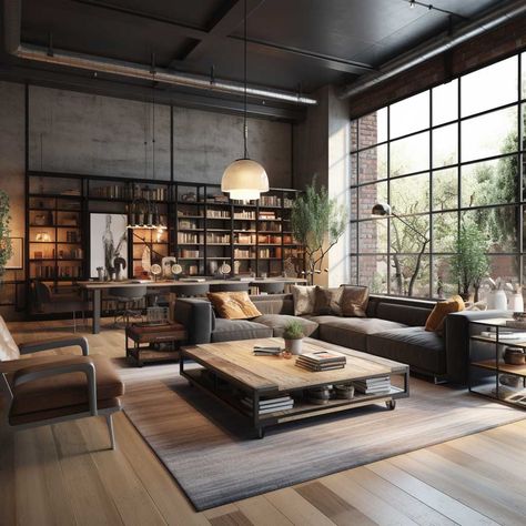 3+ Secrets to the Perfect Cozy Industrial Living Room Setup • 333+ Images • [ArtFacade] Industrial Chic, Industrial, Interior, Industrial Loft Living Room, Industrial Style Living Room, Urban Industrial Living Room, Industrial Living Room Design, Cozy Industrial Living Room, Industrial Livingroom