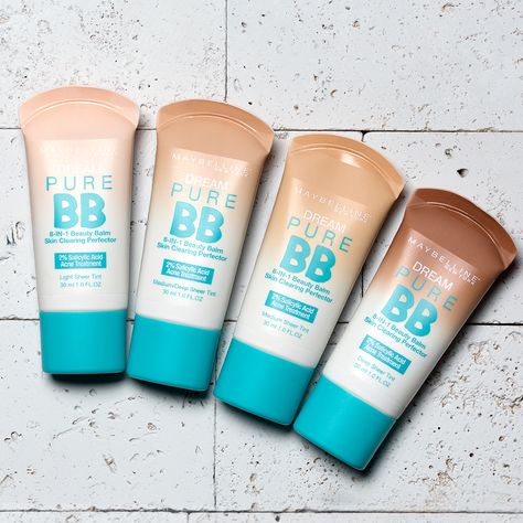 Skin smoothing and skin perfecting. Maybelline Dream Pure BB contains 2% salicylic acid to clear breakouts while hydrating and enhancing skin. Maybelline, Glow, Drugstore Bb Cream, Beauty Balm, Beauty Care, Skincare Ingredients, Bb Cream, Beauty Skin, Pure Products