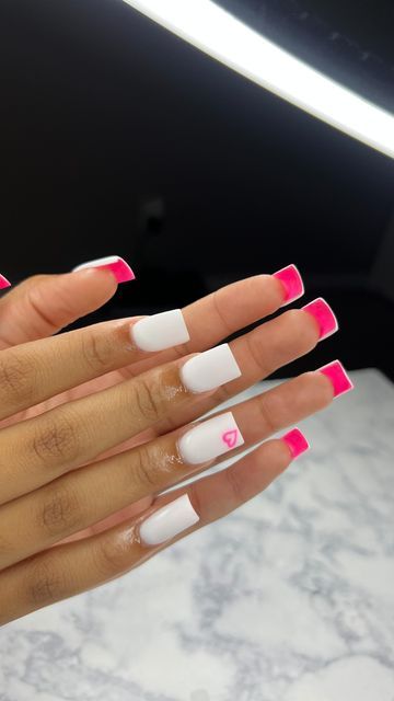 Ideas, Outfits, Square Nails, Cute Nail Inspo Short, Square Acrylic Nails, French Tip Acrylic Nails, Acrylic Nails Coffin Short, Square Nail Designs, Acrylic Nails Coffin Pink