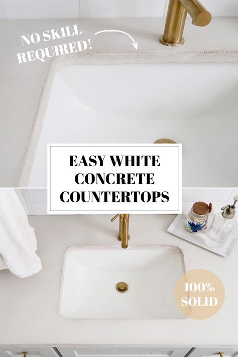 Interior, Bath, Upcycling, Diy Concrete Countertops Over Laminate, Diy Concrete Countertops, Diy White Concrete Countertops, How To Concrete Countertops, Making Concrete Countertops, Diy Cement Countertops