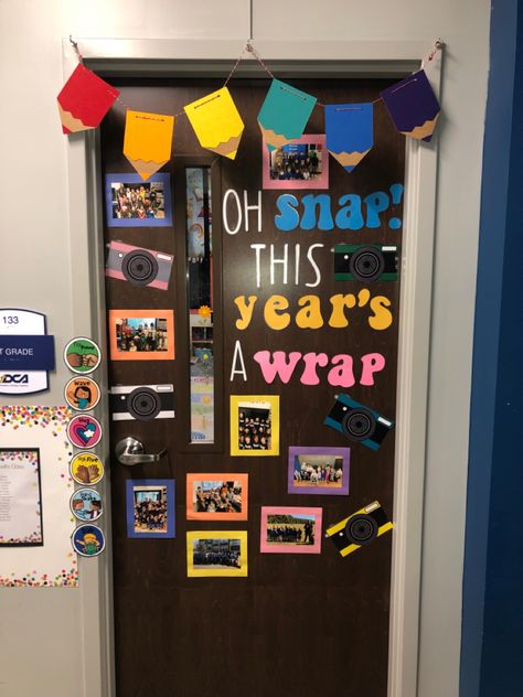“Oh snap! this years a wrap” on classroom door with cameras and pictures of class. Pre K, Kids, Kid, Half, Mackenzie, Work, Emerson, The School, Howe