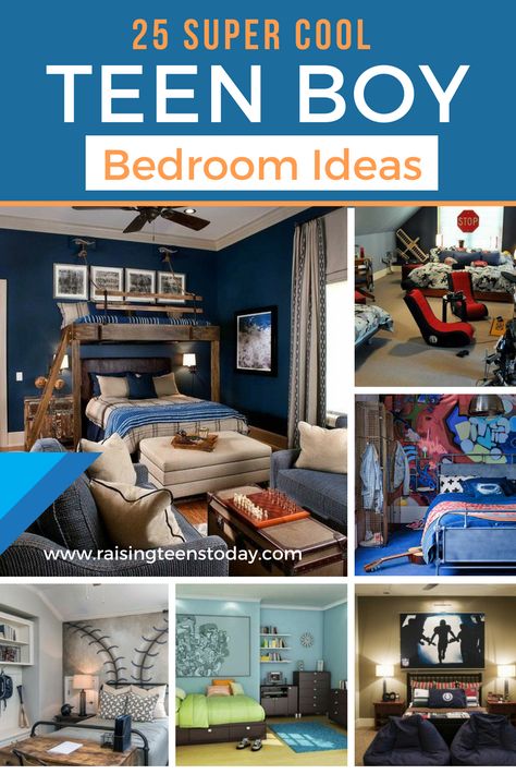 25 Super Cool Teenage Boy Bedroom Ideas! The best of the best of ideas and cool ideas all right here to give you the inspiration you're looking for! #teenbedrooms #teenbedroomdecor Teen Room Decor For Boys, Teen Boy Bedroom Diy, Boys Room Ideas Teenagers, Boys Bedroom Makeover, Teenage Boys Bedroom Ideas Small, Teen Boy Room Decor, Cool Bedrooms For Boys, Teen Boy Bedroom Decor