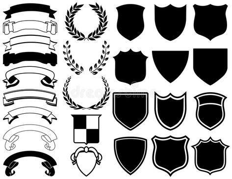 Elements for Logos. Ribbons, Banners, Laurels, and Shields. Mix and Match to cre , #AFFILIATE, #Banners, #Laurels, #Ribbons, #Elements, #Logos #ad Portrait, Logos, Banners, Ribbon Banner, Ribbon Logo, Crest Logo, Royalty Free, Heraldry Design, Banner