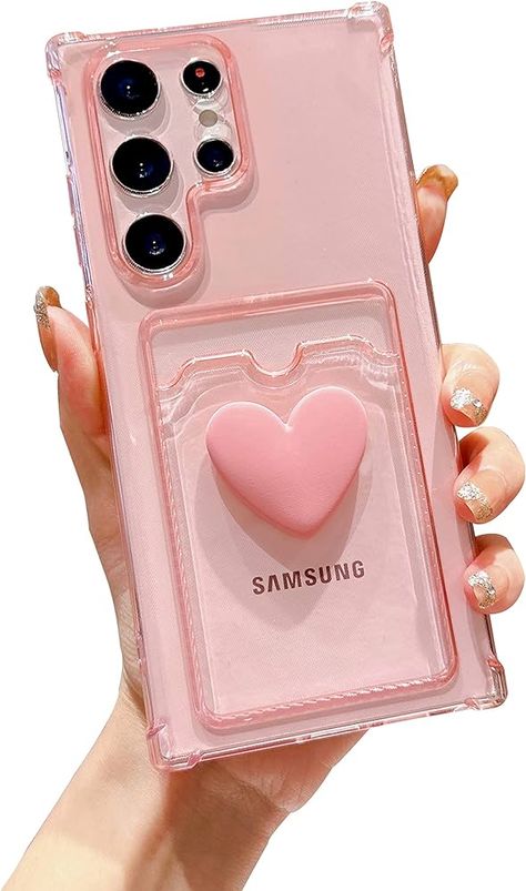 Amazon.com: Tuokiou Compatible with Samsung Galaxy S22 Ultra Phone Case,Cute 3D Heart Design Phone Case Protection Soft Shockproof Card Holder Wallet Case for Galaxy S22 Ultra 6.8 inch (Pink) : Cell Phones & Accessories Phone Cases, Samsung, Phone Cover, Iphone, Phone Accessories, Phone Covers, Phone Holder, Phone Cases Samsung Galaxy, Samsung Accessories