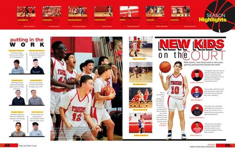 Basketball, High School, Yearbook Sports Spreads, Junior High School, High School Yearbook, One Team, Team Page, Sports Page, Yearbook