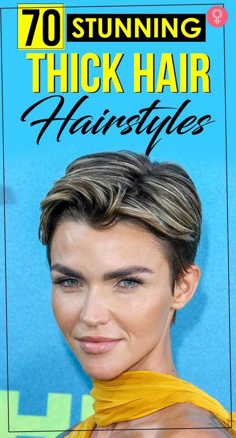 70 Stunning Thick Hair Hairstyles: To help you manage your thick hair, we compiled a list of the 70 best haircuts and styles to choose from. Check them out! #thickhair #hairstyles #hairstyleideas #hairstyletips #thickhairstyles Cuts For Thick Hair, Thick Coarse Hair, Layered Bob Thick Hair, Thick Wavy Hair, Thick Hair Styles Medium, Thick Hair Styles, Hairstyles For Thin Hair, Easy Short Haircuts