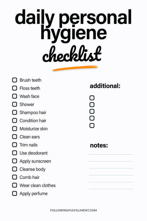 CLICK TO DOWNLOAD THE CHECKLIST IN HD! Stay clean and healthy with our printable Daily Personal Hygiene Checklist. Keep track of your hygiene routine and maintain good habits. Free download! Personal Hygiene, Checklist, Investing, Checklist Template, Free Checklist, Planning Checklist, House Checklist, Party Checklist, Business Checklist