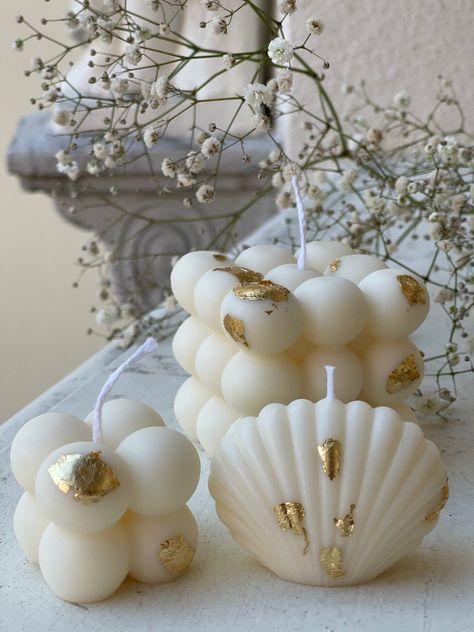 Decoration, Home-made Candles, Shell Candles, Candle Crafts Diy, Candle Making, Creative Candles, Candle Set, Handmade Candles, Diy Candles