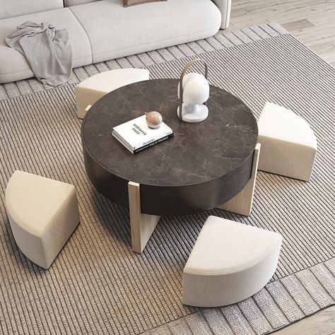 Interior, Coffee Table With Stools, Coffee Table With Stools Underneath, Coffee Table With Seating, Round Coffee Table Modern, Coffee Table Sets, Coffee Table Design Modern, Round Nesting Coffee Tables, Round Coffee Table