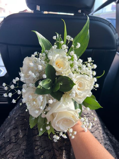 Wedding Bouquets, Ideas, Dance, White Flower Bouquet, White Bouquet, Flowers Bouquet, Flowers For Prom, Prom Flowers Bouquet, Rose Bouquet