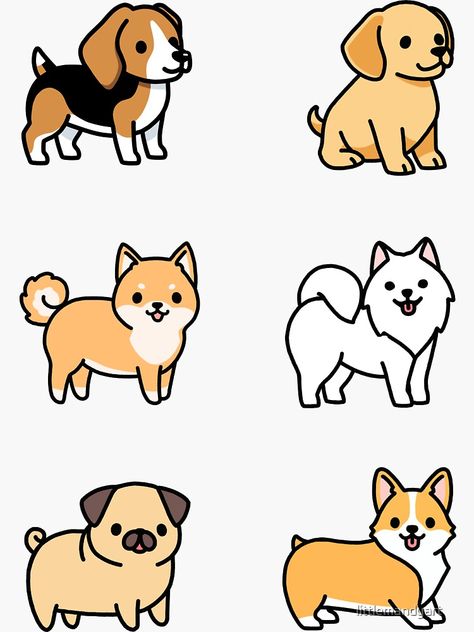 "Dog Sticker Pack" Sticker by littlemandyart | Redbubble Kawaii, Dogs, Dachshund, Cane Corso, Dog Stickers, Dog Illustration, Doodle Dog, Cute Dog Drawing, Cute Animal Drawings