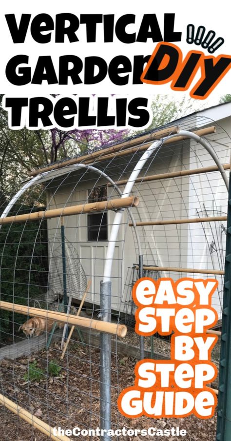Easy Step by Step Vertical Trellis - The Contractor's Castle Diy, Trellis, Outdoor, Ideas, Gardening, Diy Garden Trellis, Diy Trellis, Vegetable Garden Trellis Ideas Diy, Vegetable Garden Trellis