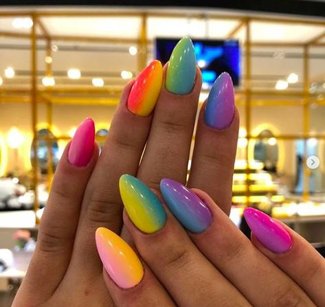 The Best Nail Art Trends For Summer 2021 - Have Need Want Nail Designs, Nail Ideas, Cute Acrylic Nails, Rainbow Nails Design, Summer Acrylic Nails, Cute Nails, Fun Nails, Rainbow Nail Art, Pretty Nails