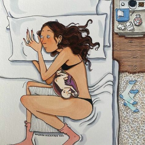 Artist Created Wholesome But Honest Illustrations About Pregnancy And Giving Birth Illustrators, Art, Bebe, Cute, Kunst, Newborn, Birth, Mom, Pregnancy Art