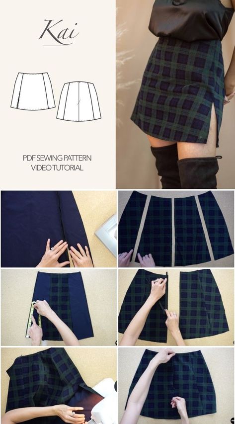 Kai Notched Mini Skirt Tutorial With Sewing Pattern Diy Tops For Women, Sew Your Own Clothes, Clothes Sewing Patterns, Clothing Sewing Patterns Free, Mini Skirt Sewing Pattern, Sewing Skirts Patterns, Mini Skirt Pattern Sewing, Diy Clothes Tops, Sew A Skirt
