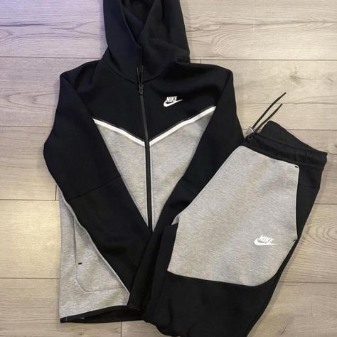 Nike Tech Fleece Full Tracksuit - Black / Dark Grey... - Depop Nike Outfits, Outfits, Nike, Tracksuit, Outfit, Nike Tracksuit, Moda, Nike Fleece, Vetements