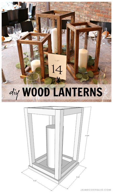 How to build beautiful wood lanterns.  Free plans to make these simple yet effective wood lanterns.  Create amazing ambiance and fill the space with this fast project. #diydecor Diy Home Décor, Diy, Wood Crafts, Diy Wood Lanterns, Diy Wood Lantern, Diy Woodworking, Wood Diy, Diy Wooden Lantern, Diy Wood Projects