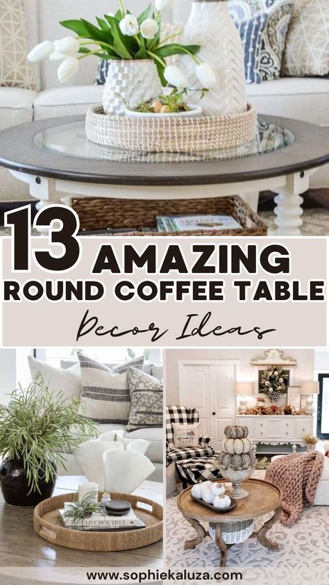 13 amazing round coffee table decor ideas for the living room, how to decorate a round coffee table, round coffee table styling Décor, Coffee, Decor, Vintage Bedroom Styles, Table, Room Decor, Living Room Decor, Rustic Farmhouse Decor, Farmhouse Wall Decor