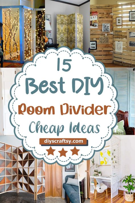 15 DIY Room Divider Ideas Cheap Diys, Room Diy, Pallet Room, Separating Rooms, Walls Room, Room Deviders, Creative Room Dividers, Room Screen, Room Divider