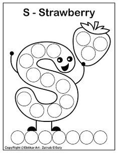 Set of ABC dot Marker Coloring Pages Letter S for strawberry Pre K, Maya, Colouring Pages, Dot Worksheets, Alphabet Coloring, Alphabet Coloring Pages, Coloring Letters, Alphabet Preschool, Alphabet Activities