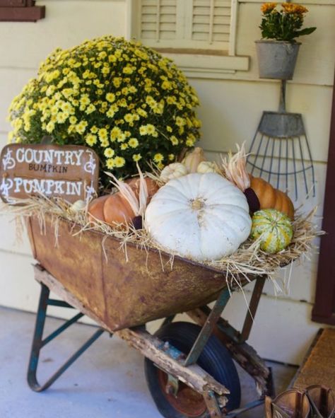11 DIY Fall Decorations You Won't Have to Store! Home Décor, Decoration, Fall Wagon Decor, Fall Decorations Porch, Fall Front Porch Decor Farmhouse, Fall Thanksgiving Decor, Outside Fall Decorations, Farmhouse Fall Decor, Fall Outdoor Decor