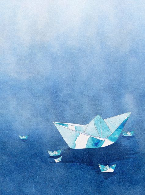 Illustrators, Art, Paper Art, Paper Boats, Paper Boat, Paper Ship, Boat Art, Papier, Boat Painting