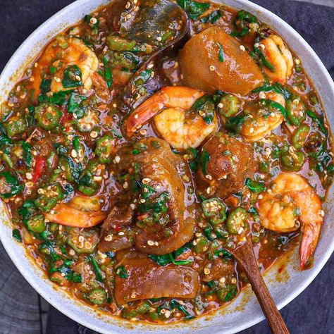 Healthy Recipes, Soup Recipes, Nigerian Soup Recipe, Cooking Recipes, African Recipes Nigerian Food, Okra Soup Recipe, Ethnic Recipes, Nigerian Food, Okra Recipes