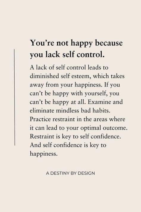 Self-Control Quotes, Self Confidence, Self, Habits, Woman Quotes, Confidence Quotes, Life Changes, Emotions, Happy People