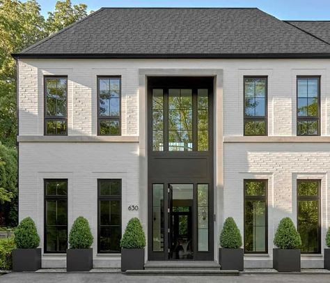 European inspired home with a dramatic black and white palette in Illinois Exterior, House Design, Classic House Exterior, House Designs Exterior, House Exterior, Facade House, Classic House, Modern House, Dream House Exterior