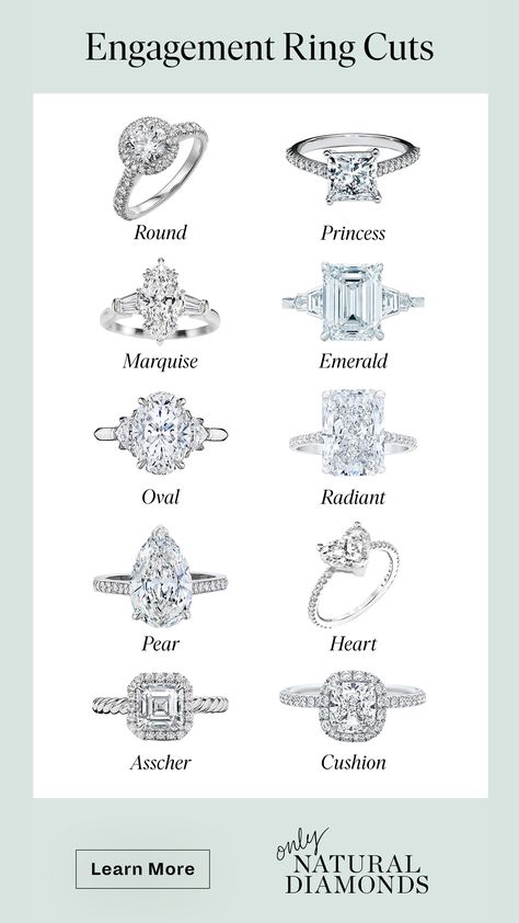 Diamond Engagement Rings, Engagements, Ring Types, Engagement Rings Cuts Chart, Ring Settings Types Ideas, Engagement Ring Shapes, Engagement Ring Types, Engagement Ring Chart, Diamond Wedding Rings