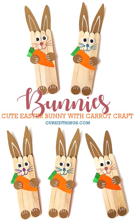 Craft Stick Bunny Craft Crafts, Pre K, Diy, Bunny Crafts, Easter Bunny Crafts, Easter Crafts Diy, Craft Stick Crafts, Easter Crafts Preschool, Popsicle Stick Crafts For Kids