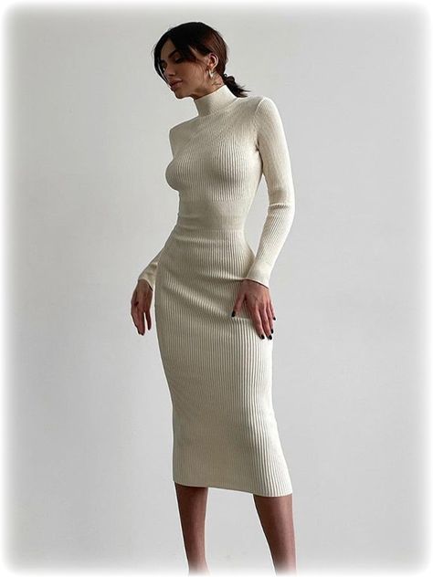 [Promotion] 11 Essential Long Bodycon Dress Outfit Guides To Check Out #longbodycondressoutfit Outfits, Long Sleeve Sweater Dress, Turtleneck Midi Dress, Sweater Dress Midi, Long Sleeve Midi Dress, Long Sweater Dress, Long Sleeve Bodycon Dress, Sweater Dress Women, Long Sleeve Dress