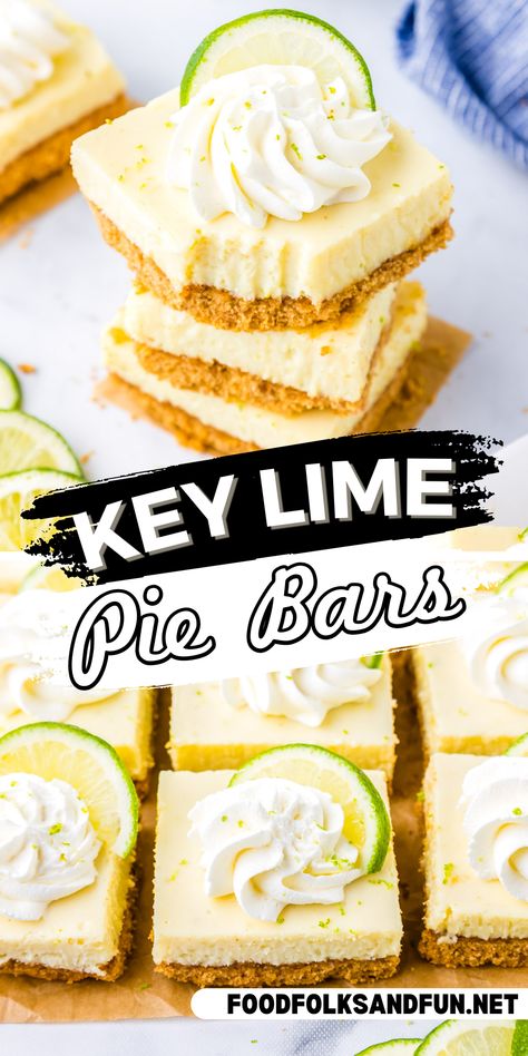 These Key Lime Bars taste like Key Lime Pie but in bar form. They’re creamy, zesty, and much easier to make than the classic pie. Cheesecakes, Brownies, Summer, Cake, Snacks, Pie, Mondays, Ideas, Key Lime Bars
