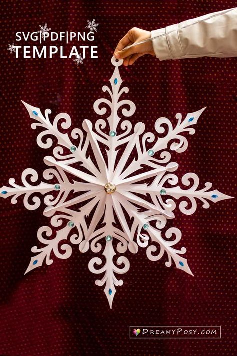 3D snowflake template and tutorial, giant and small sizes Diy, Christmas Decorations, Christmas Decor Diy, Diy Christmas Ornaments, Christmas Projects, Christmas Paper, Christmas Diy, Christmas Paper Crafts, Christmas Crafts Diy